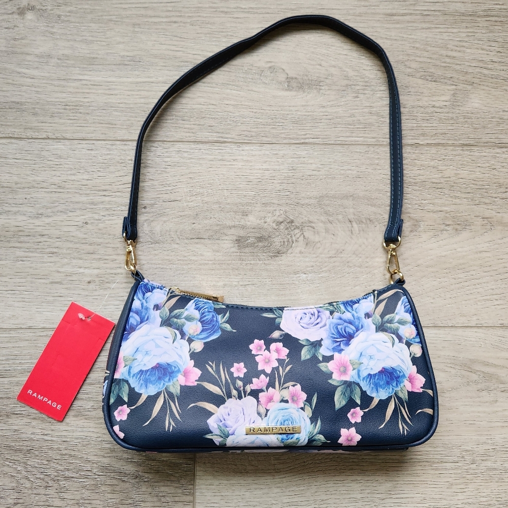 Rampage Floral Shoulder Purse Shoulder Strap Blue Pink Bag Nwt